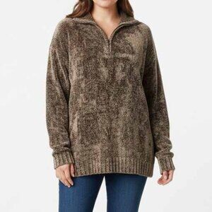Brown Jones New York knit Half-Zip Sweater – Size XL
